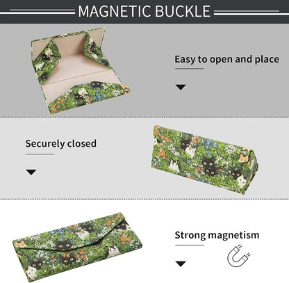 Foldable Glasses Case, Magnetic PU Leahter Sunglasses Case, Cute Hard Shell - Image 5