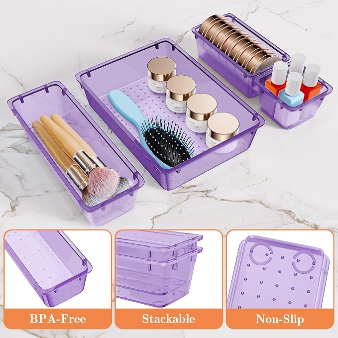25 PCS Plastic Drawer Organizer Set, 4-Size Versatile Organizer Trays & storage - Image 3