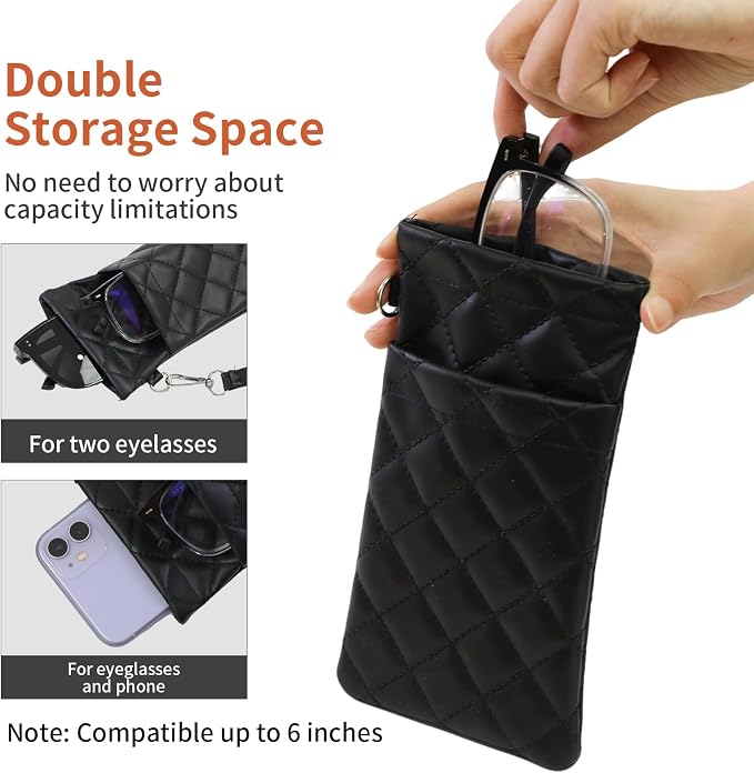 Double Eyeglass Case Soft Dual Glasses Case - Image 6