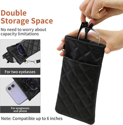Double Eyeglass Case Soft Dual Glasses Case - Image 6