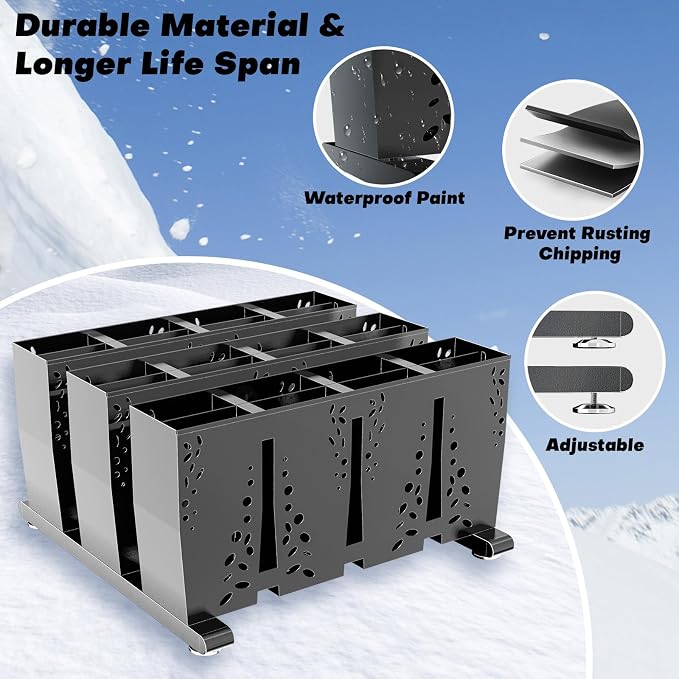 Heavy Duty Metal Ski Storage Rack, 12 Pair Freestanding Steel Ski Holder - Image 2