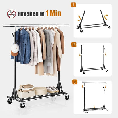 Garment Rack Load 530lbs, Heavy Duty Rolling Clothes Rack - Image 6