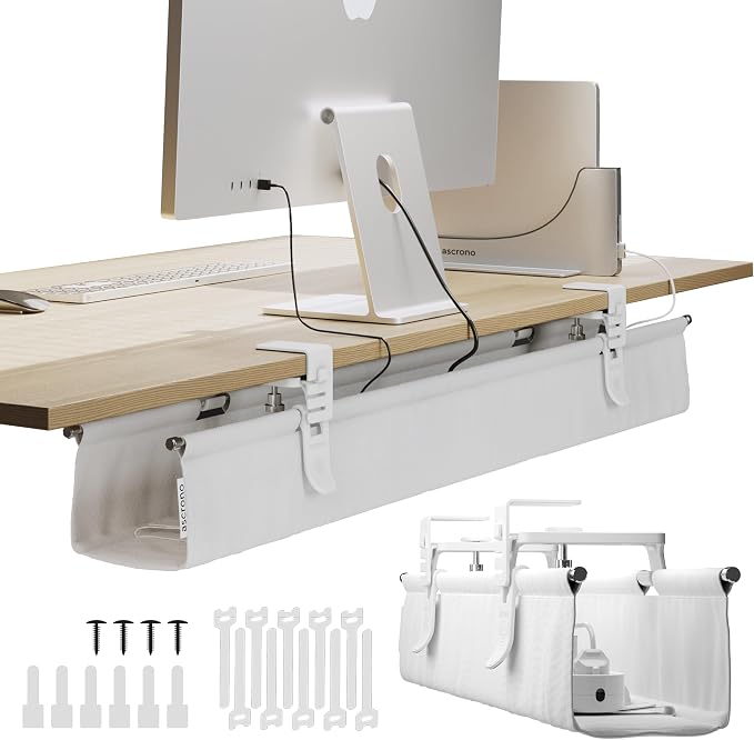 Ascrono Original No Drill Under Desk Cable Management Tray 40.6" by Ascrono