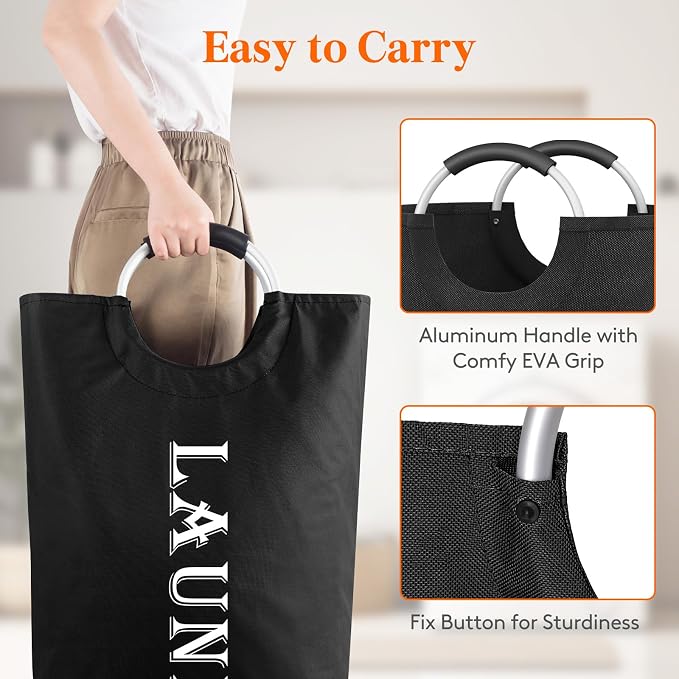 Lifewit 100L 2-Pack Large Laundry Basket, Collapsible Laundry Hamper - Image 3