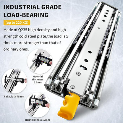 YENUO Locking Heavy Duty Drawer Slides Full Extension 12–60 Inch 340 LB | Side - Image 3