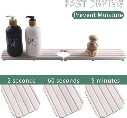 23.6inch x 4inch Kitchen Sink Faucet Mat, Water Absorbing Stone Faucet Splash - Image 3