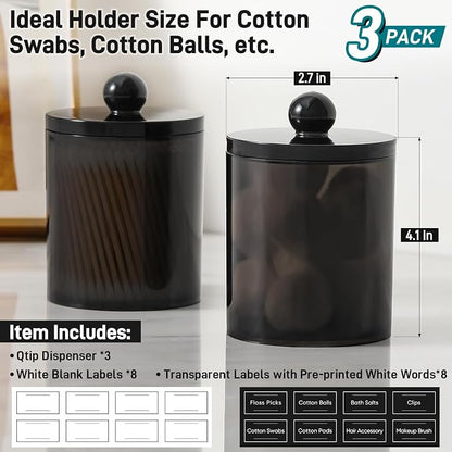 3 Pack Acrylic Qtip Holder Dispenser - Image 3