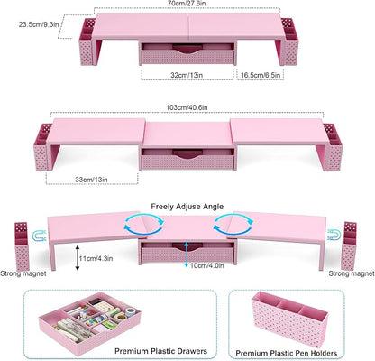 Spacrea Metal Desk Organizers and Accessories, Dual Monitor Stand Riser - Image 5