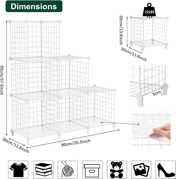 AWTATOS Wire Cube Storage, 6 Cube Closet Organizer Storage Shelf, Portable - Image 3