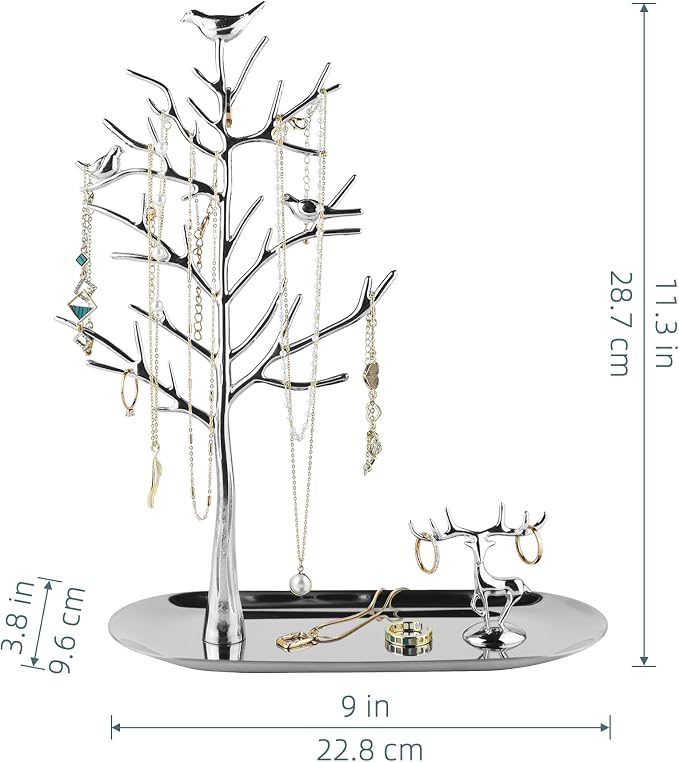 MORE&LESS Tree and Deer Jewelry Rack, - Image 6