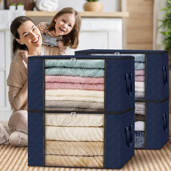 Fab totes Storage Bags, Clothes Blanket Storage Bins Foldable Closet Organizers - Image 7