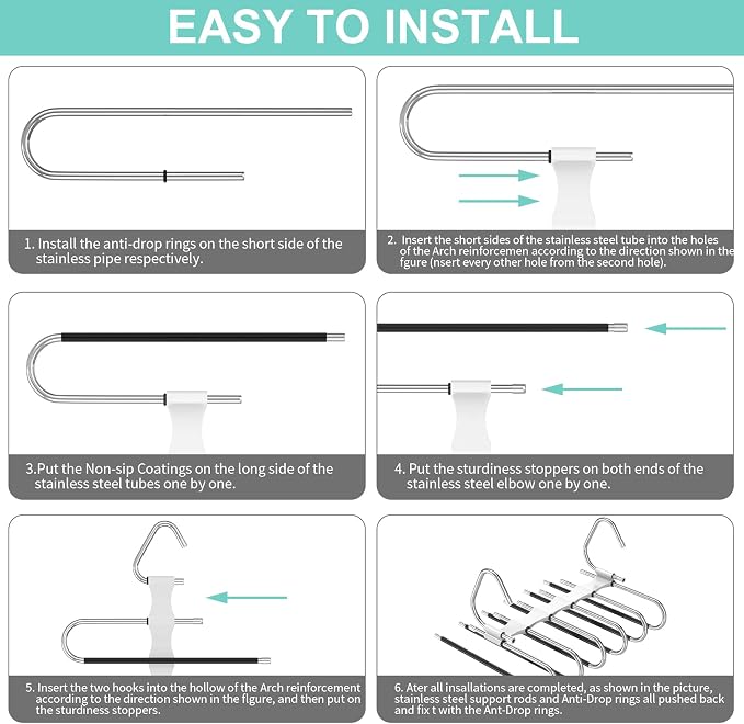 Upgrade 6 Layers Pants Hangers Space Saving, 2 Pack Stainless Steel - Image 6