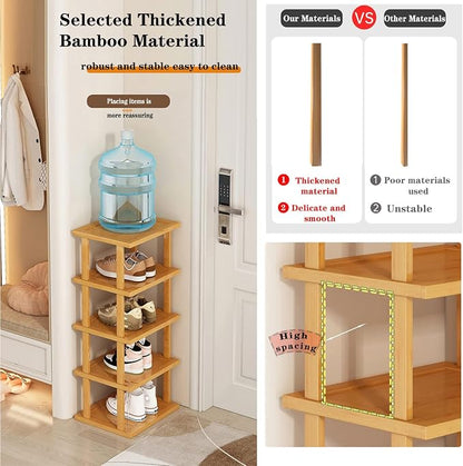 Bamboo Shoe Rack 12 Tier- Vertical Shoe Rack - Image 7