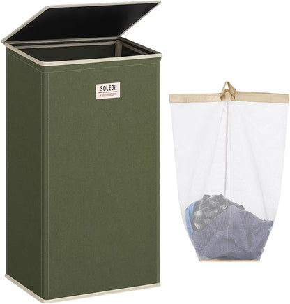 SOLEDI Laundry Hamper with Lid 100L Large & Tall Collapsible Laundry Basket by SOLEDI