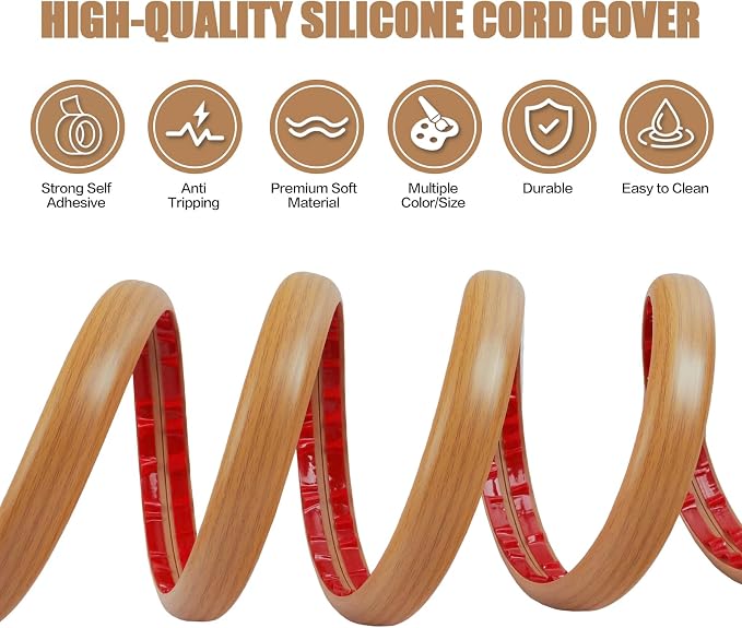 Floor Cord Cover Self Adhesive Cord Hider, 10FT Cable Management, Extension - Image 3