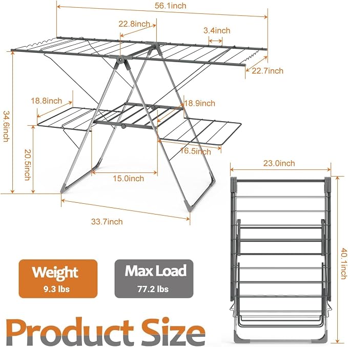Bigzzia Clothes Drying Rack Foldable, 2-Level Large Laundry Drying Rack - Image 6