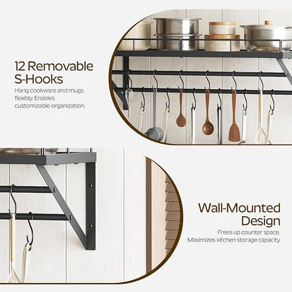 Pot Rack, 30 Inch Wall Mounted Pot Rack, Kitchen Pot and Pan Organizer - Image 3