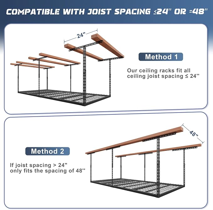 4X8FT Overhead Garage Storage Rack, Heavy Duty Metal Overhead Storage Organizer - Image 6