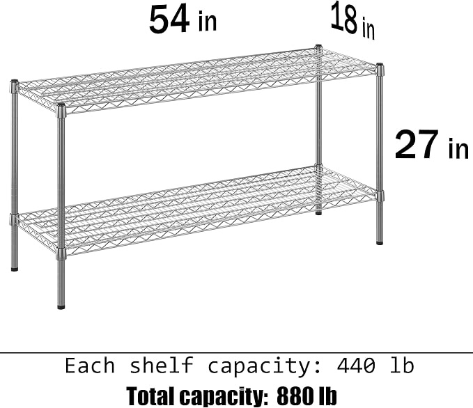 18" Deep x 54" Wide x 27" Height Wire Shelving Kit | 2-Tier | NSF Commercial - Image 3