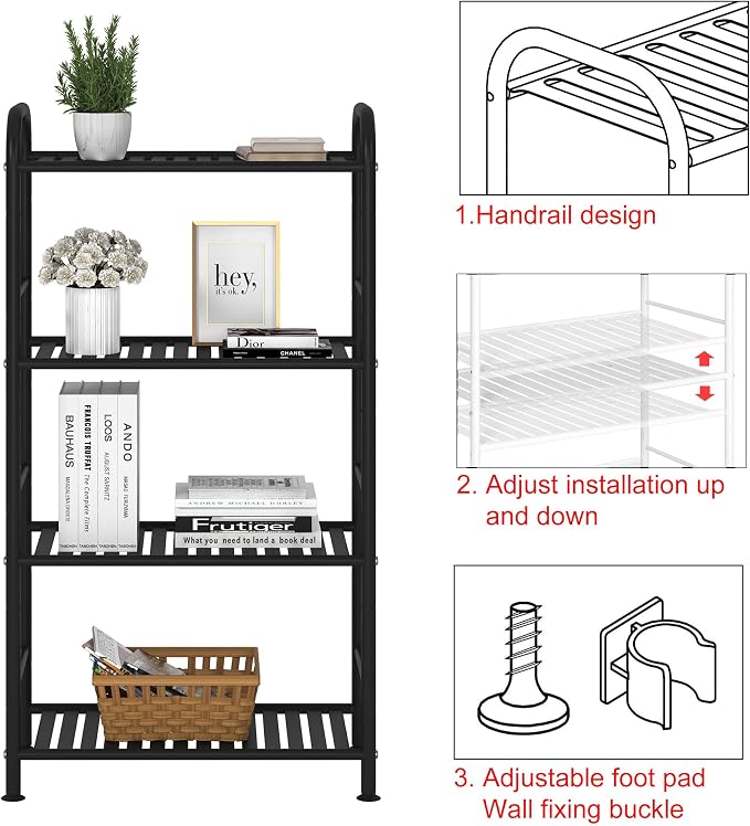 JSB 4-Tier Adjustable Shelving Unit, Heavy Duty Storage Rack Organizer Metal - Image 6