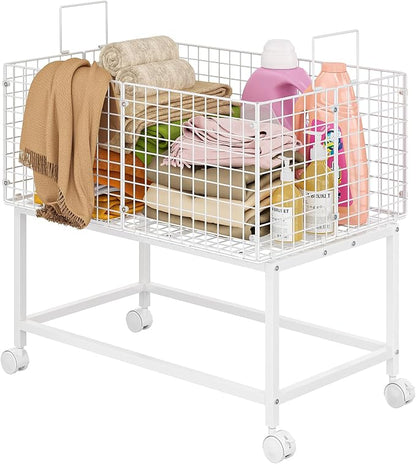 Large Rolling Laundry Basket Cart, Wire Laundry Hamper Cart by Eyteenokk