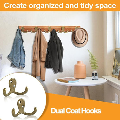 10 Pack Coat Hooks Wall Hooks for Hanging, Heavy Duty Double Prong Metal Hook - Image 4