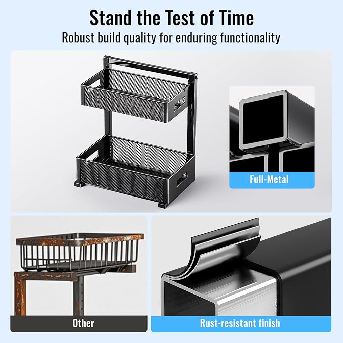 Under Sink Organizer, Silk-Smooth Metal Sliding Drawer Organizers and Storage - Image 7