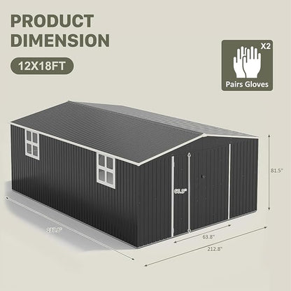 Polar Aurora 12x18 FT Outdoor Storage Shed | Garden Shed - Image 5