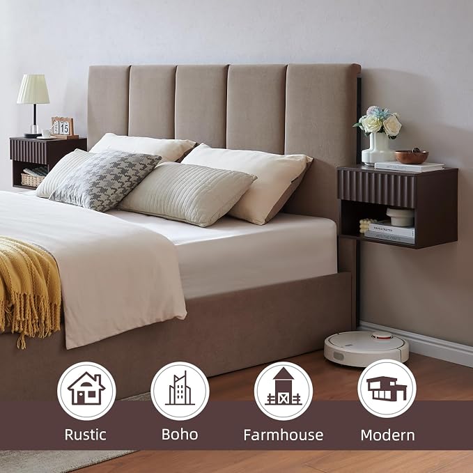 Floating Nightstand with Fluted Drawer - Image 3