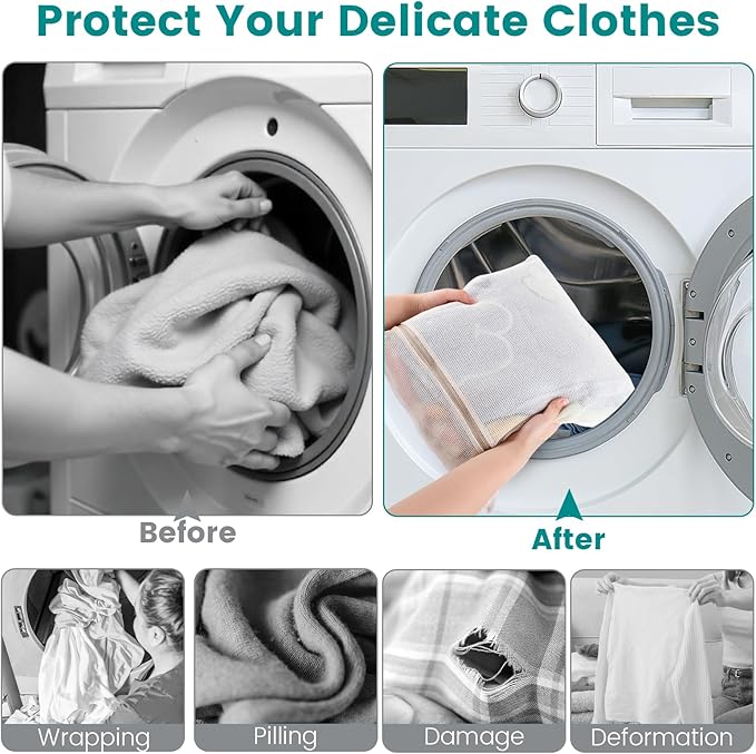 Dntorx 4 Pack Durable Cotton Mesh Laundry Bags - Image 3