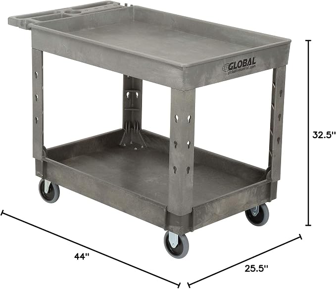 Global Industrial Plastic 2 Tray Shelf Service & Utility Cart, 44” x 25-1/2” - Image 10
