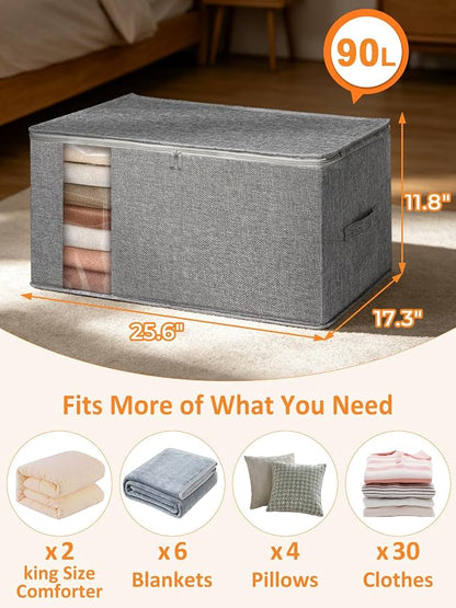 punemi King Size Comforter Storage Bag w/Sturdy Structure, 90L Extra Large - Image 5
