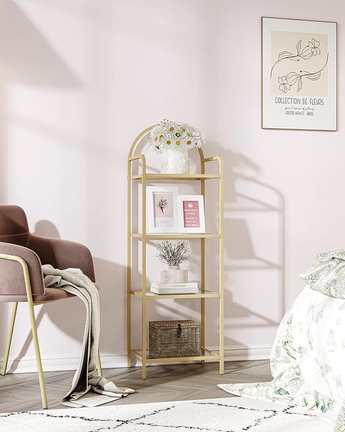 Hzuaneri Bookcase Bookshelf, Tempered Glass Bookshelves | Slim Shelving Unit - Image 8
