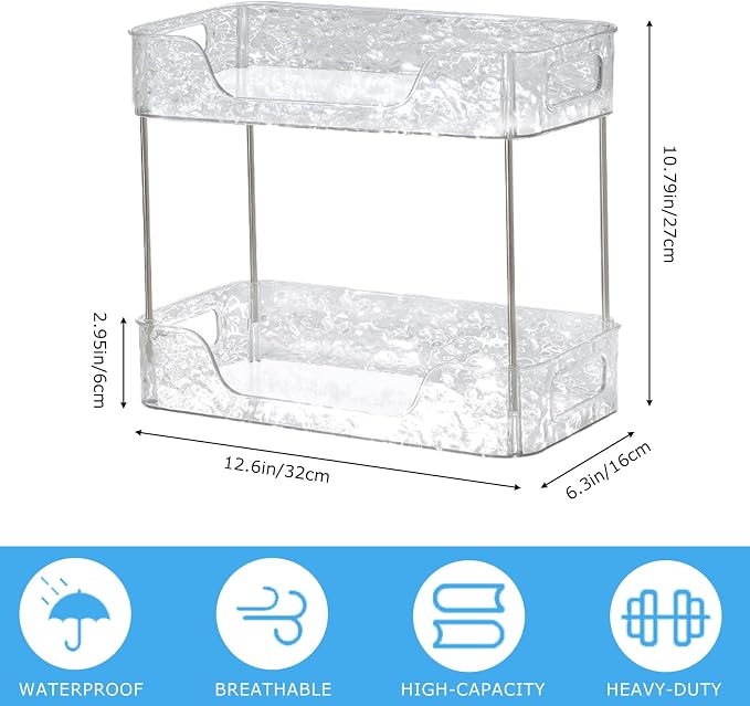 2 Tier Bathroom Counter Organizer, Makeup and Perfume Organizer Tray - Image 2