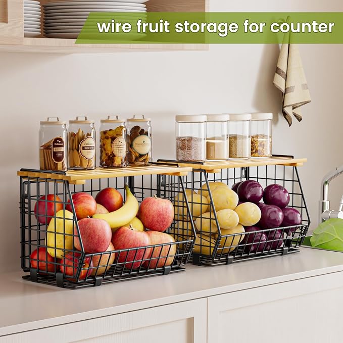 Wire Fruit Basket for Kitchen Storage: Hanging and Counter Basket for Vegetable - Image 2