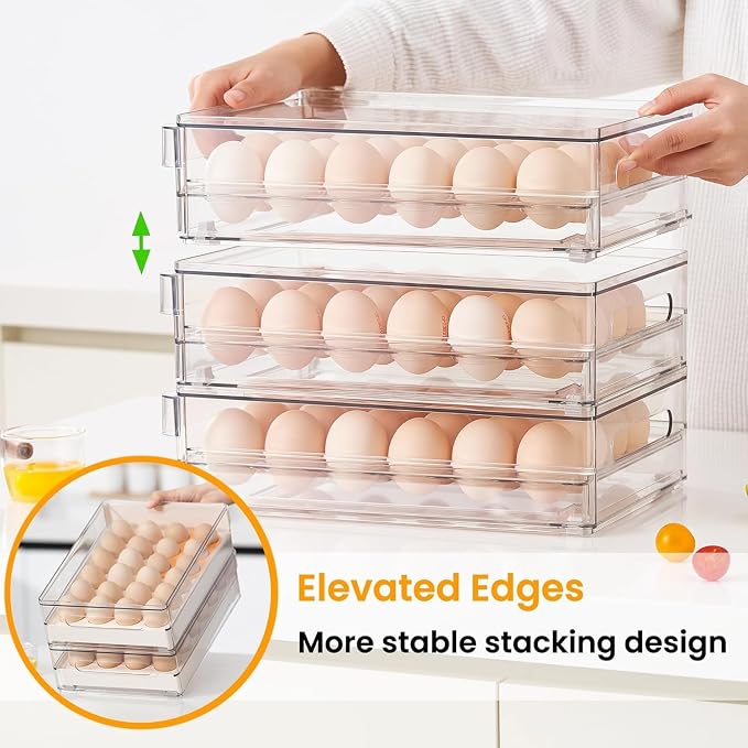 vacane 24 Capacity Egg Holder for Refrigerator, Egg Drawer for Fridge Pull Out - Image 4