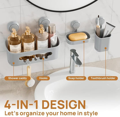 LEVERLOC Shower Caddy Suction Cup Set Shower Organizer & Soap Holder & - Image 9