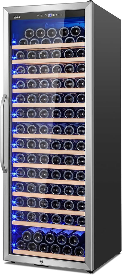24 Inch Wine Cooler Refrigerator Freestanding, Large Tall Built-in 154-Bottles by Velivi