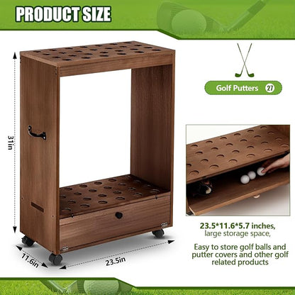 27 Hole Golf Club Stand Holder Wooden Golf Club Organizer Putter Display Rack - Image 2