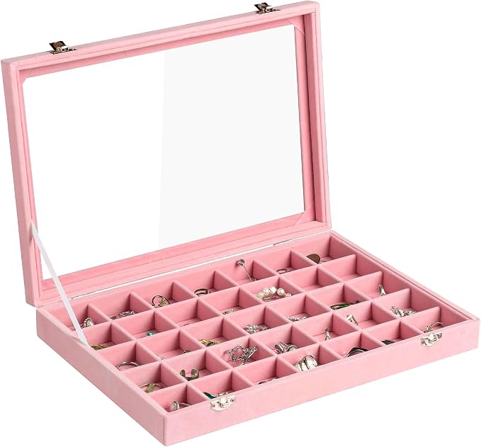 Frebeauty Velvet Jewelry Tray, 35 Grid Jewelry Organizer by Frebeauty
