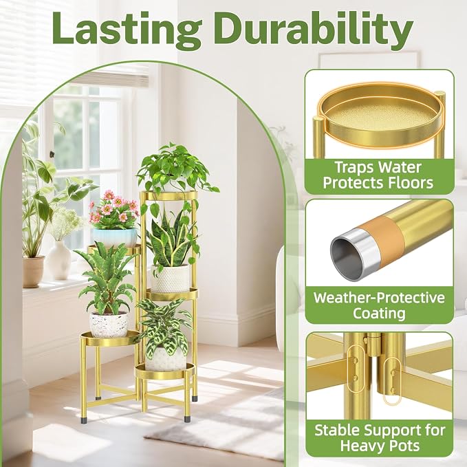 iDavosic.ly Plant Stand Indoor Outdoor, 5 Tier Corner Metal Flower Display - Image 5