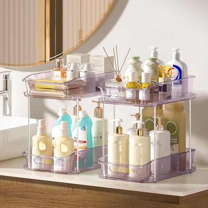 Delamu 2-Tier Under Sink Organizers and Storage, Pull Out Kitchen Pantry - Image 6