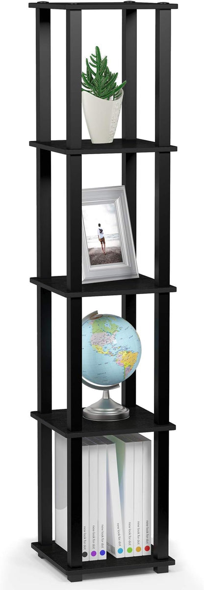 FURINNO Turn-S-Tube 5-Tier Corner Square Rack Display Shelf, Americano/Black by Furinno-FitsYourSpaceFitsYourBudget