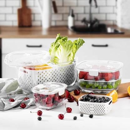 LUXEAR Fresh Produce Vegetable Fruit Storage Containers 3Piece Set, Partitioned - Image 7