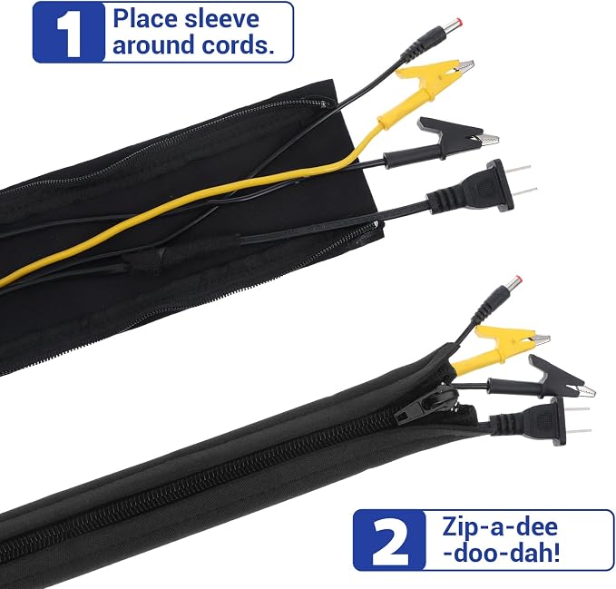 15-Pack Black Cable Sleeve Organizers - Image 3