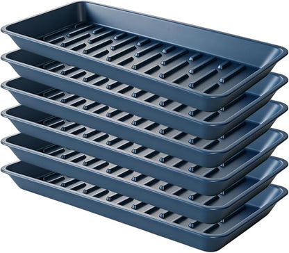 6 Pack Plastic Plant Tray Saucer Rectangular 13 Inch, Heavy Duty Planter Saucers by Afrine