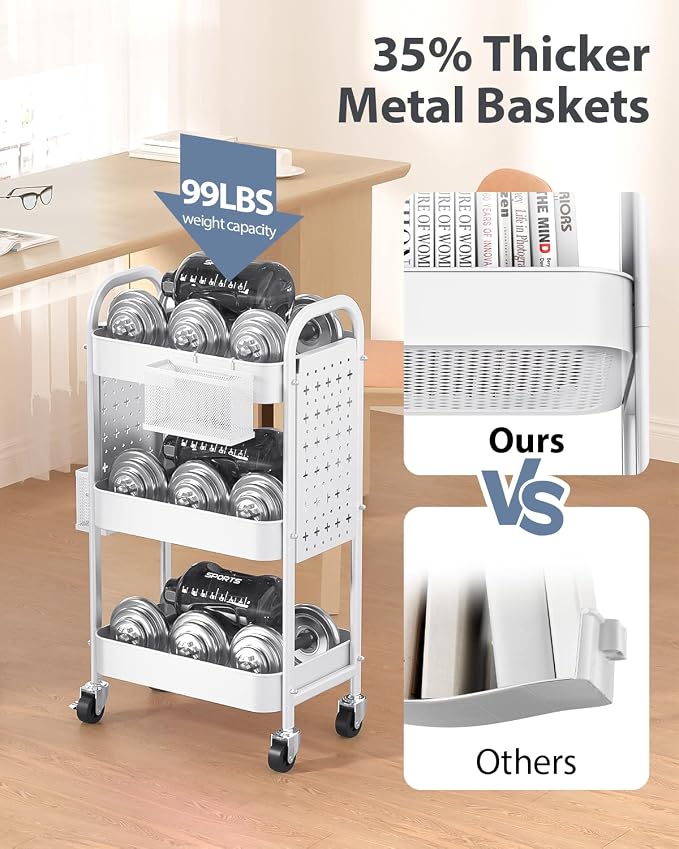 ALVOROG 3 Tier Rolling Cart - Image 3