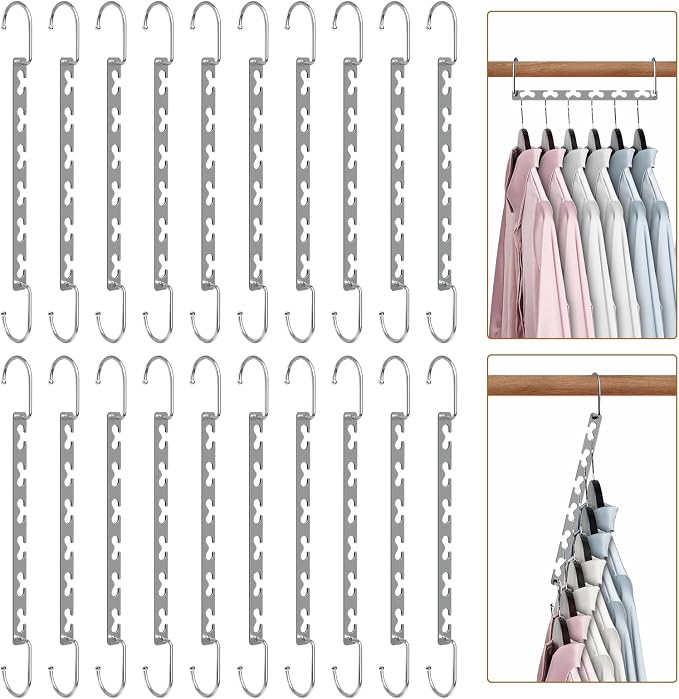 Space Saving Hangers for Clothes 20 Pack, Sturdy Metal Hangers Wardrobe by SindaxAllforlife
