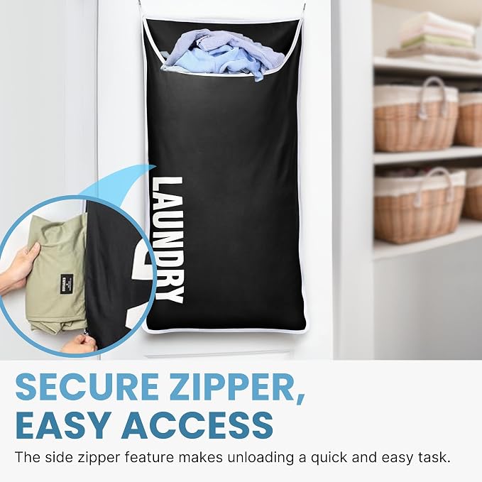 Hanging Laundry Hamper Bag XL 40x22", Space Saving over the Door Storage Bags - Image 3