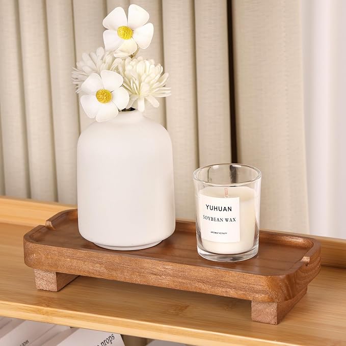 Wood Riser Small Decorative Tray Sink Soap Dish, Vanity Tray Pedestal Stand 8.7 - Image 7